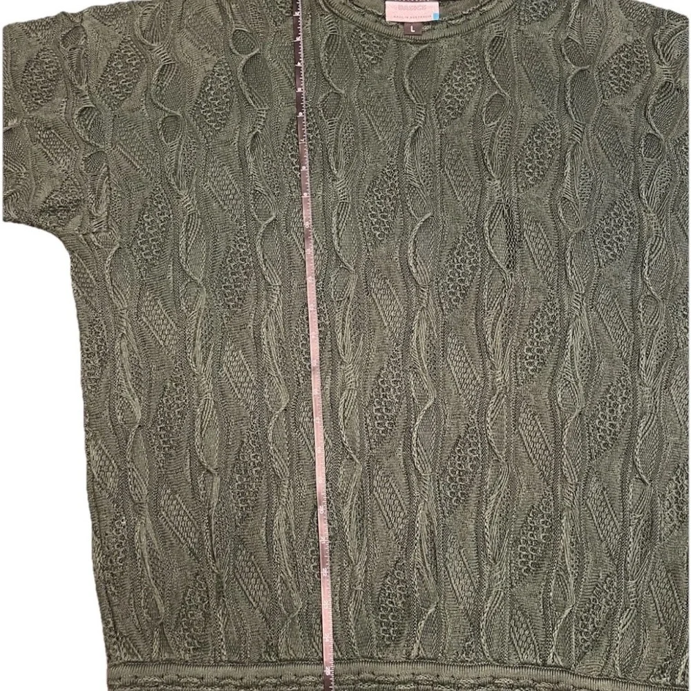 Rare Coogi Basics Authentic Mens Green Cotton Knit Sweater Size Large